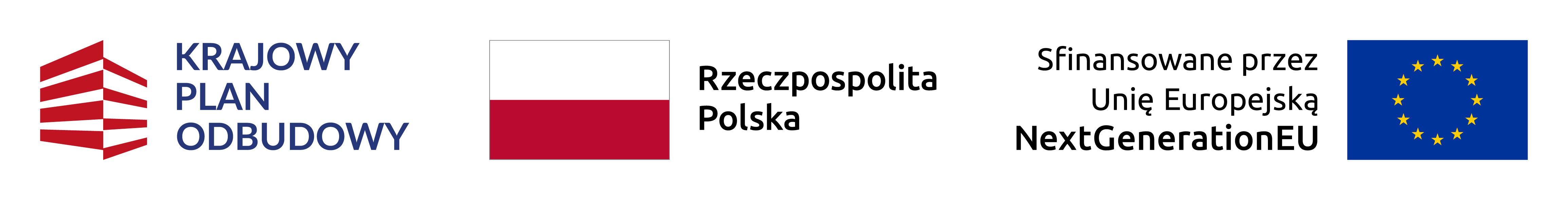 Logo krajowy plan odbudowy, logo rzeczypospolitej Polskiej, logo Unii Europejskiej